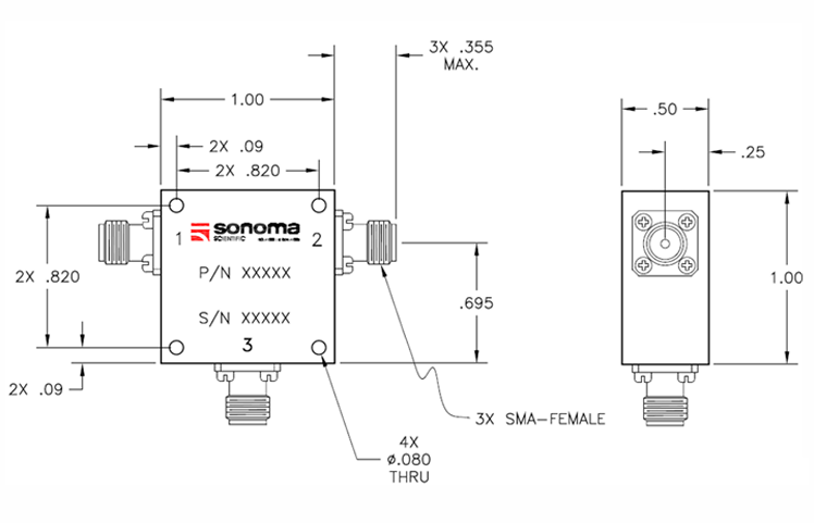 C1XM13 1.25-1.4GHz高功率SMA環行器Sonoma Scientific